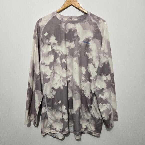 Simms Solarflex Grey Cloud Camo Mens Fishing Shirt Sz 2XL UPF50 Outdoors Sporty - Picture 1 of 13
